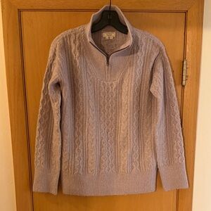 Fat Face Women’s Funnel Neck Cable Knit Sweater Lavender Gray Size 4